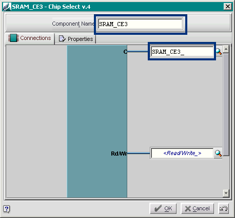 Enter the Component Name and Chip Select output names on the Chip Select module.