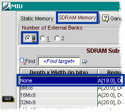 If interfacing to external SRAM, be sure to disable the external SDRAM interface.