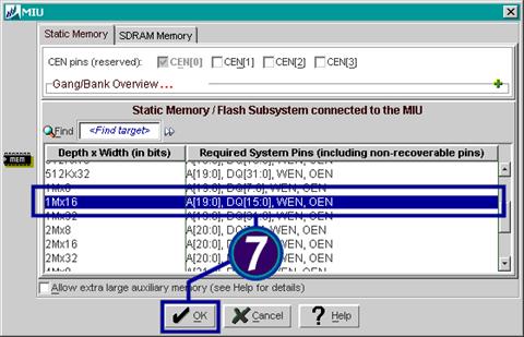 For a 16-bit-wide 16M-bit device, select 1Mx16.