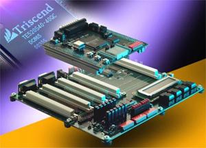 The Triscend E5 Development Platform consists of a Triscend E5 Evaluation  Board and a Triscend Base Board.