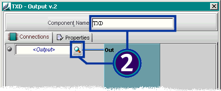 Type "TXD" for the Component Name.  Connect the output to the sideband signal called "TXD".