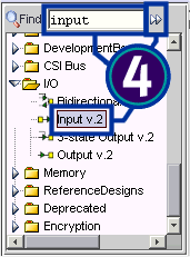 To connect the UART receive input, find the Input module in the FastChip soft IP module.