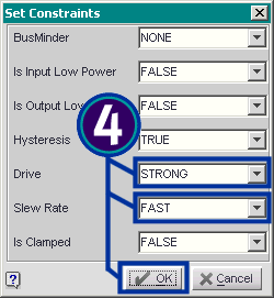 Set the Drive strength to "STRONG" and Slew Rate to "FAST".