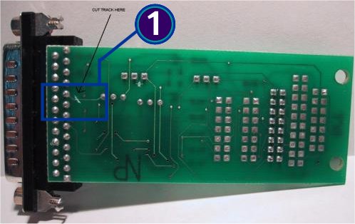 Picture showing where to cut the board trace.