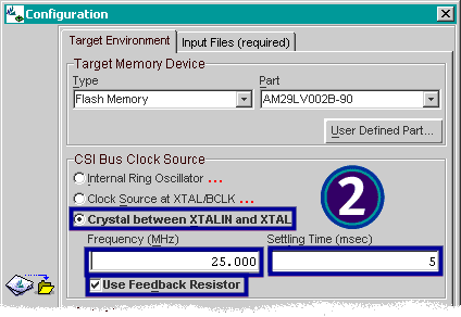 Crystal oscillator settings for the CSI bus clock source.
